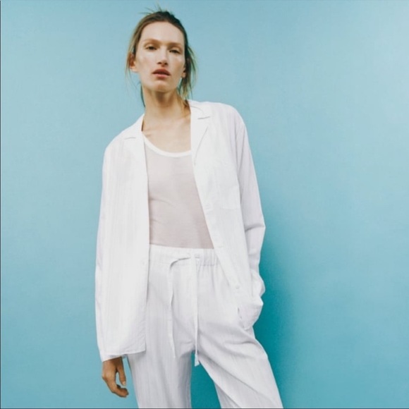 Zara Other - Zara Striped Button Down Boyfriend Sleep Shirt